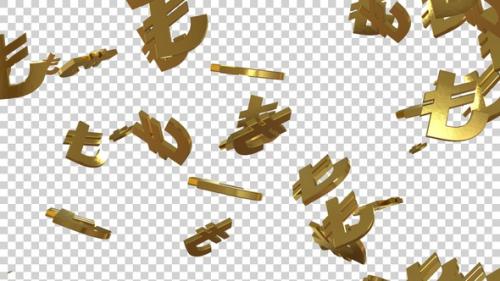 Videohive - 3D Turkish Lira Falling Golden - 42707174 - 42707174