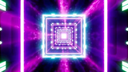 Videohive - Dreamy Fantastic Neon Light Square Tunnel - 42712784 - 42712784