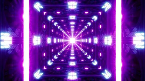 Videohive - Glowing Neon Decorate Tiles Square Tunnel - 42712792 - 42712792