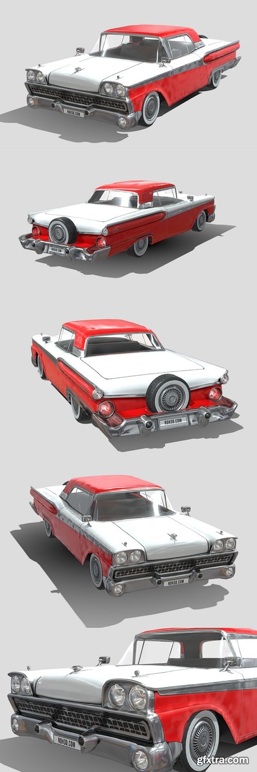 Low Poly Car - Ford Fairlane 500 Skyliner 1959