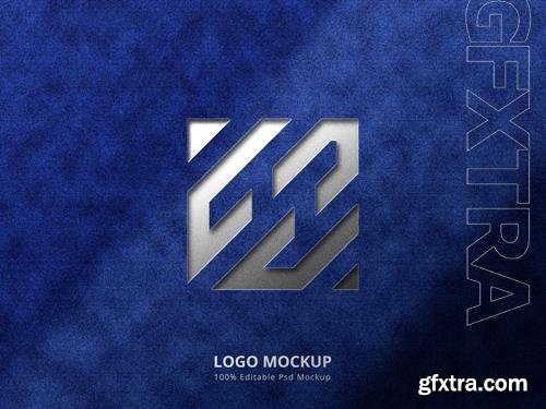 PSD emboss and deboss logo mockup on cloth background