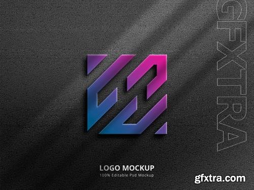 PSD 3d gradient logo mockup with shadow overlay