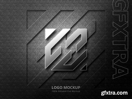 PSD 3d silver logo mockup and emboss logo mockup