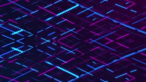 Videohive - Glowing Pink and Blue Neon Lines and Dashed Lines and Dots Background - 42659738 - 42659738