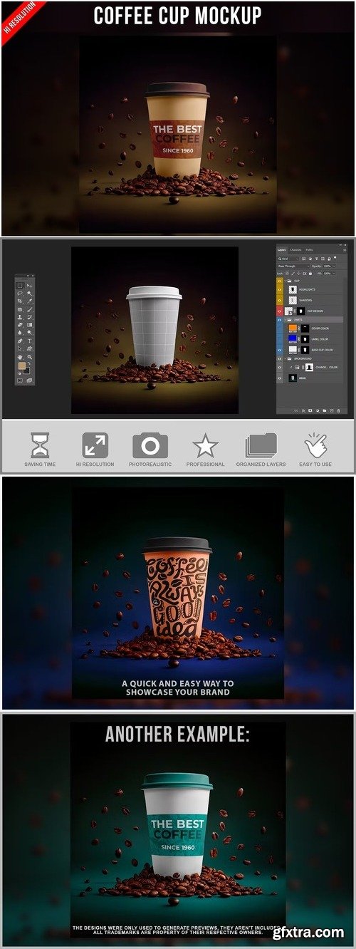 Cup Mockup With Coffee Beans