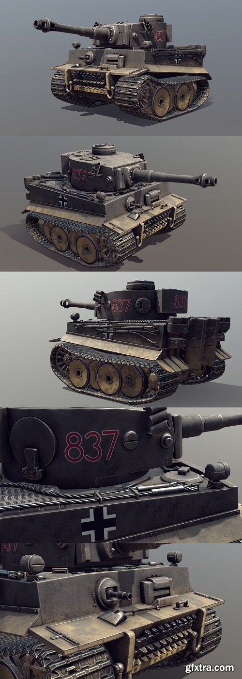 Toon German Tiger I Tank 3D Model