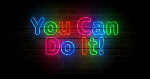 Videohive - You can do it motivation neon on brick wall loop - 42644502 - 42644502