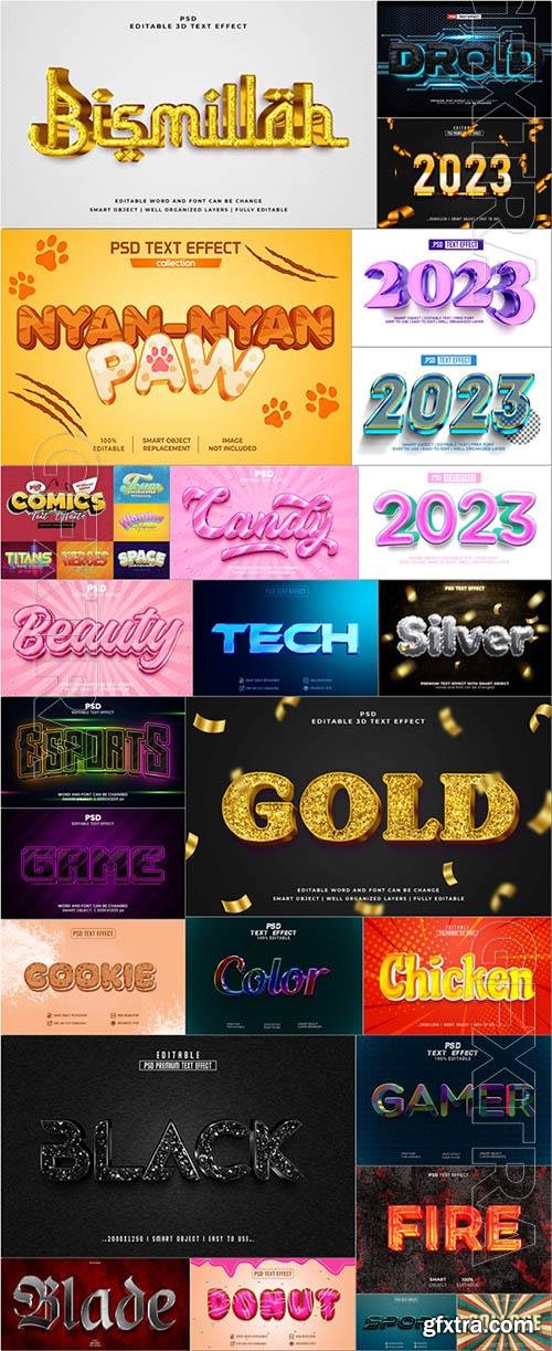 25 PSD 3d editable photoshop text effect style vol 1