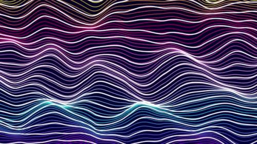 Videohive - multicolor trendy geometric line wave animated. Futuristic colorful wireframe wave. Vd 132 - 42646680 - 42646680