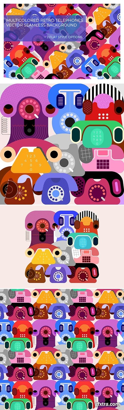 Retro Telephones Vector Seamless Background LV463X4