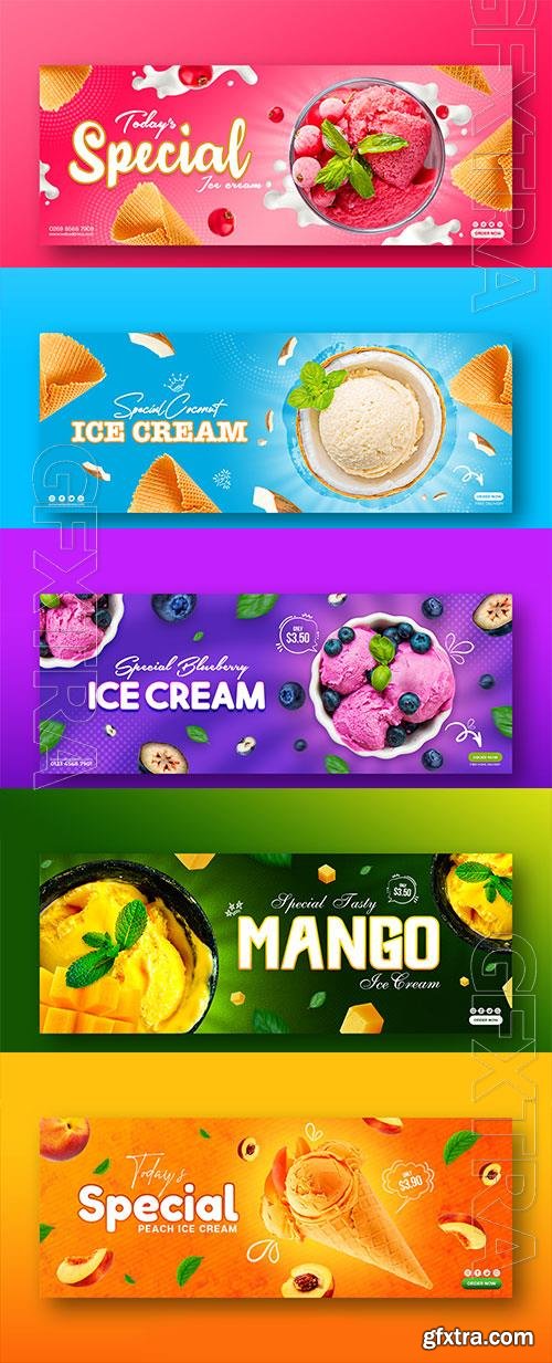 PSD  ice cream social media banner instagram post design template