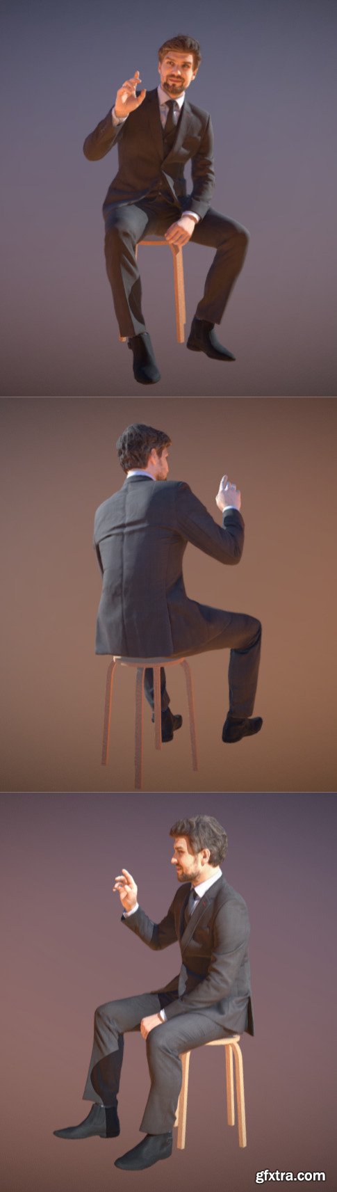 Elegant Business Man Sitting Ingrain Gets Waiter