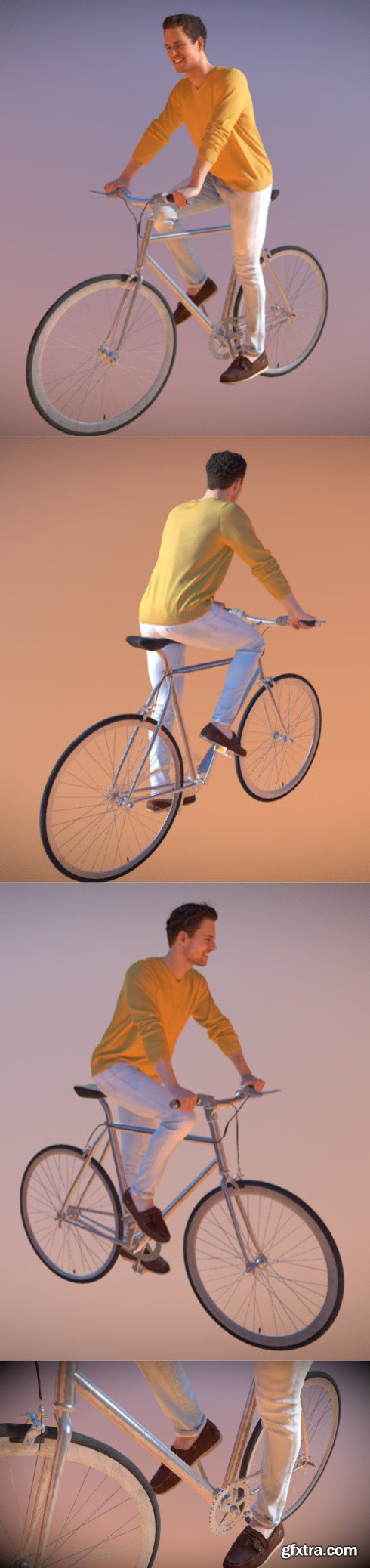 Casual Man Virtue Riding a Bike