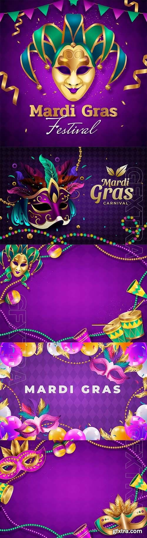 Vector realistic mardi gras fest background