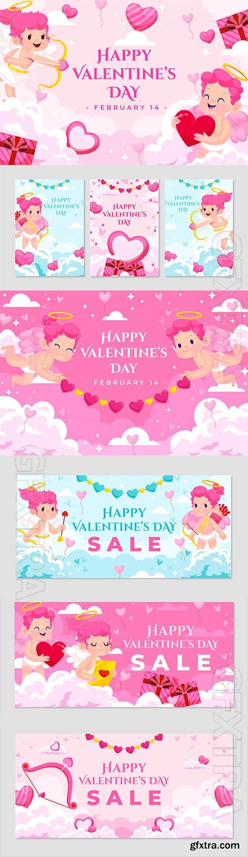 Vector flat valentines day background