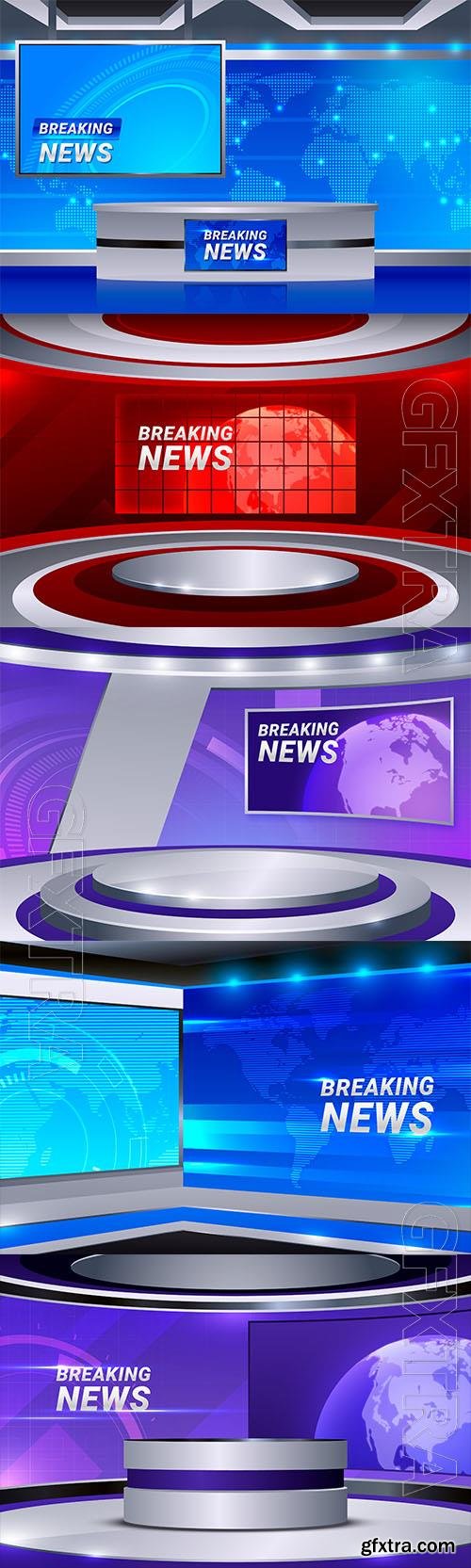 Vector realistic news studio background