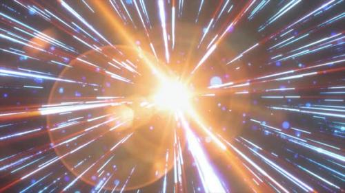 Videohive - Abstract blue yellow flying stars bright glowing in space with particles and magical energy lines - 42667302 - 42667302