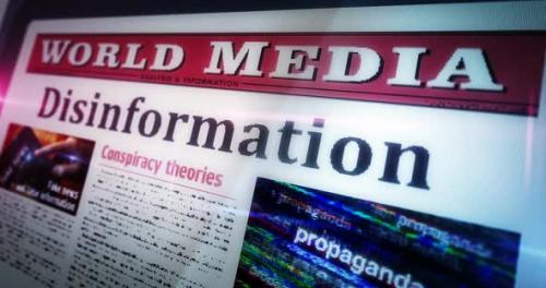Videohive - Disinformation, manipulation and propaganda newspaper on mobile tablet screen - 42644283 - 42644283