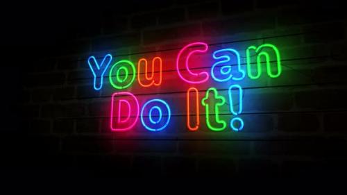 Videohive - You can do it motivation neon on brick wall 3d - 42644664 - 42644664