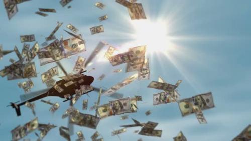 Videohive - Dollar 100 banknotes helicopter money dropping - 42644687 - 42644687