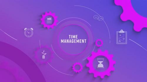 Videohive - Flat Infographic Colorize Icons Background Time Management Loopable Animation - 42644998 - 42644998