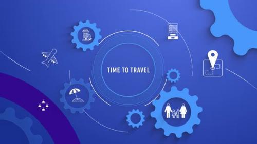 Videohive - Flat Infographic Colorize Icons Background Time To Travel Loopable Animation - 42645000 - 42645000