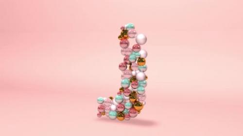 Videohive - Letter J made of beads, glass balls, pastel pearls, crystal jewels and gold. - 42660204 - 42660204