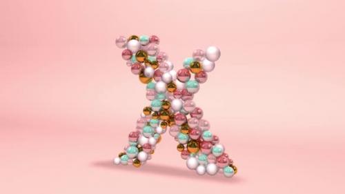 Videohive - Letter x made of beads, glass balls, pastel pearls, crystal jewels and gold. - 42660207 - 42660207