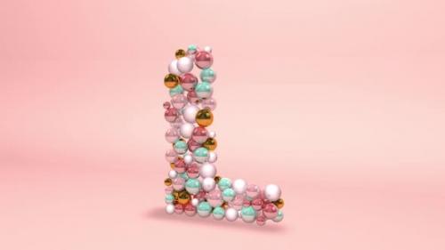 Videohive - Letter L made of beads, glass balls, pastel pearls, crystal jewels and gold. - 42660208 - 42660208