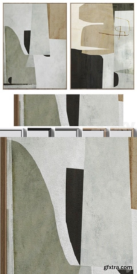 Large Mid-Century Abstract Neutral Wall Art C-410