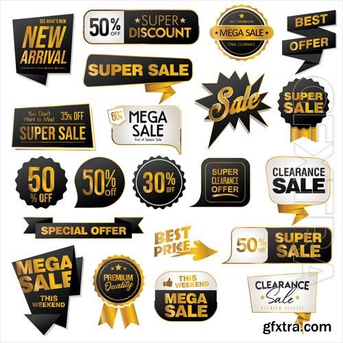 Vector collection of golden premium badge stickers and seals vol 6