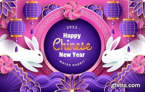 Vector chinese new year water rabbit backgroundvol 2