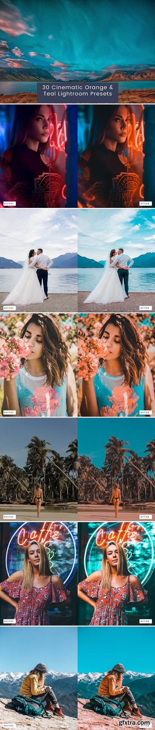 30 Cinematic Orange & Teal Lightroom Presets 57T8B2W