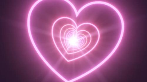 Videohive - Flying Through Pink and Blue Bright Glowing Neon Twisted Heart Tunnel - 4K - 42723313 - 42723313