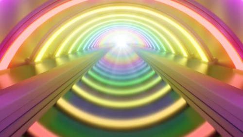 Videohive - Underground Rave Bright Rainbow Neon Lights Glowing Tunnel Reflection - 4K - 42723316 - 42723316