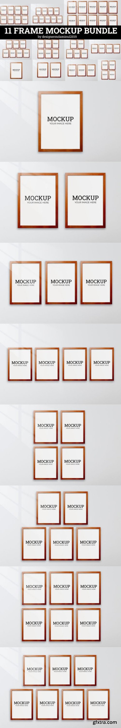 11 Modern Wood Frame Mockup Bundle.