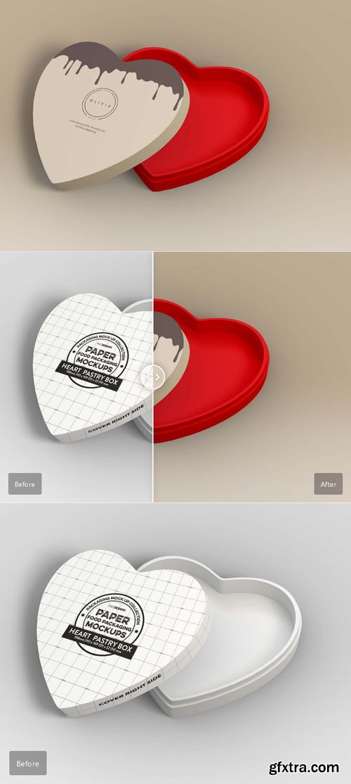 Red Heart - Gift Box PSD Mockup Template
