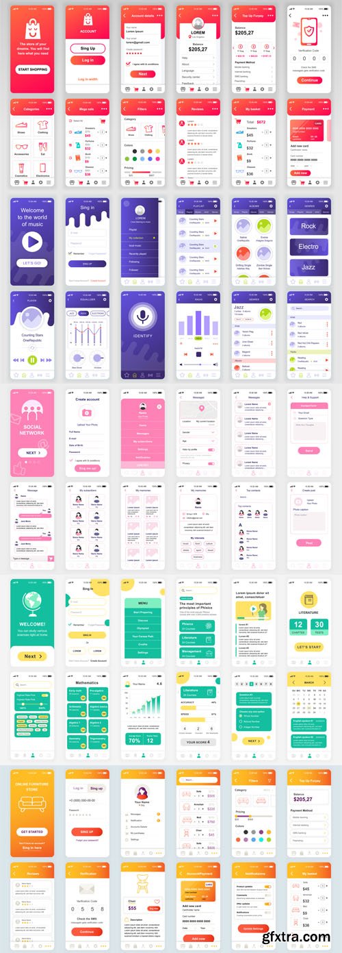 Multipurpose UI KIT - GUI Screens Vector Templates Pack