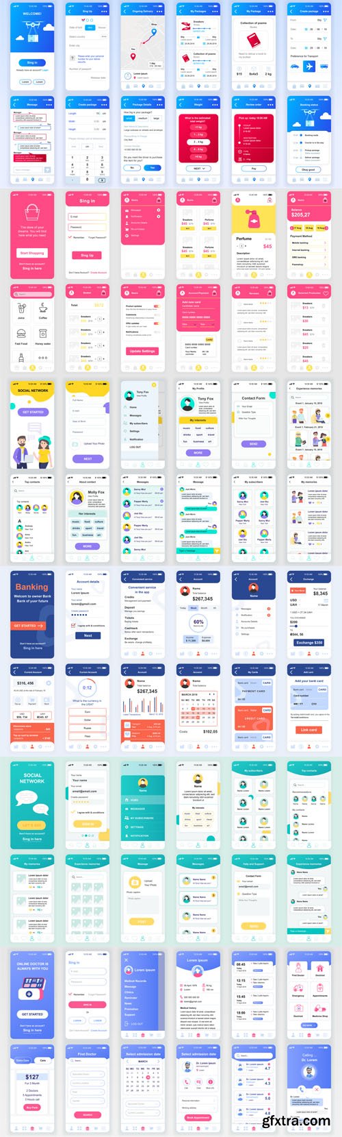 Multipurpose UI KIT - GUI Screens Vector Templates Pack