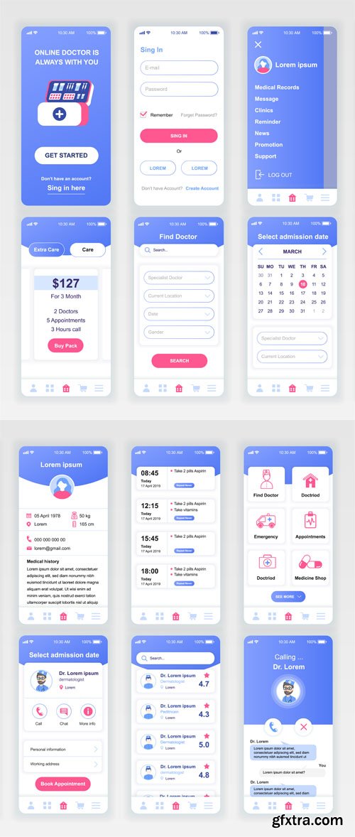 Multipurpose UI KIT - GUI Screens Vector Templates Pack