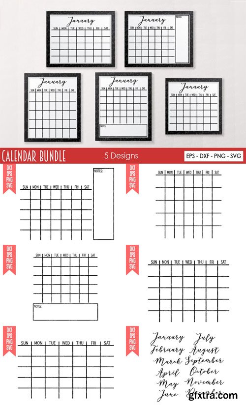 Calendar Bundle - 5 Vector Design Templates