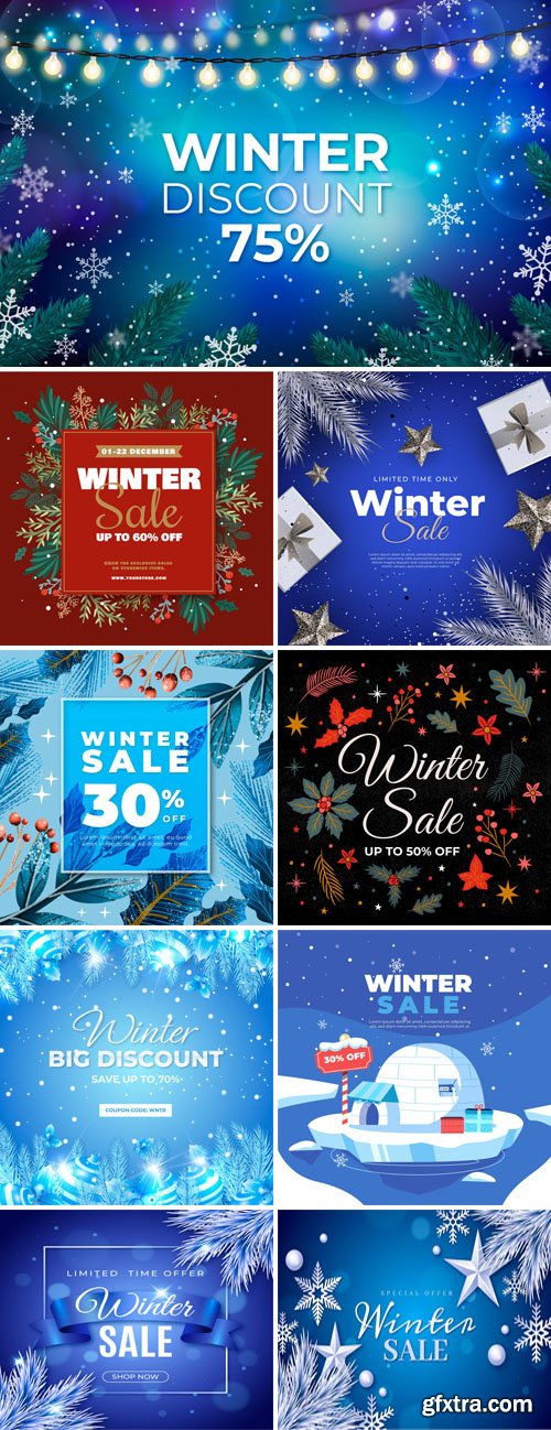 Winter Sales Backgrounds Vol.2 - 30+ Vector Templates