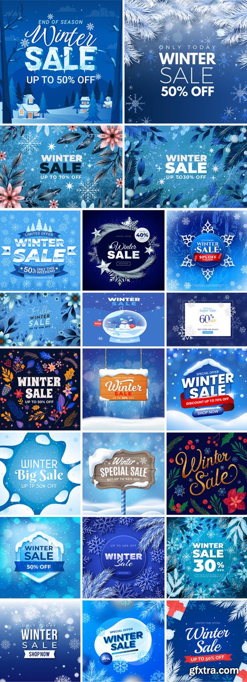 Winter Sales Backgrounds Vol.2 - 30+ Vector Templates