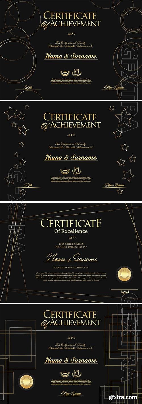 Vector certificate or diploma black and gold design vector illustration vol 2