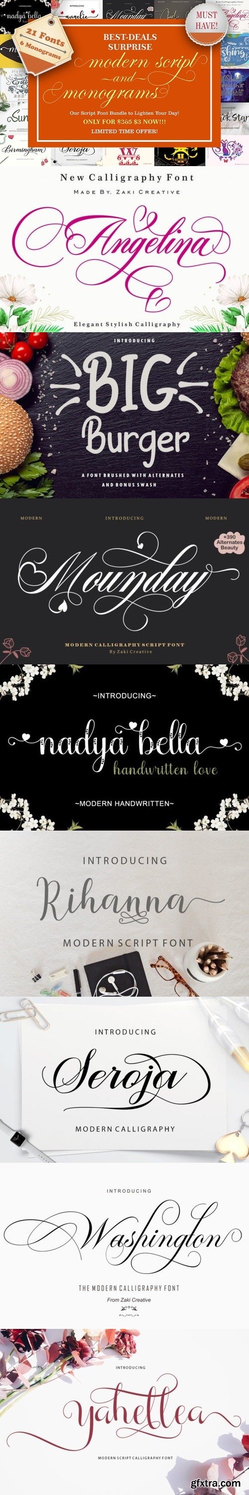 Font Script & Monograms Wonderful Bundle