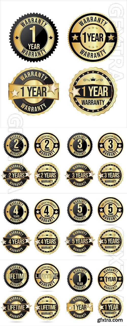 Vector collection of customer satisfaction warranty guaranteed golden badge