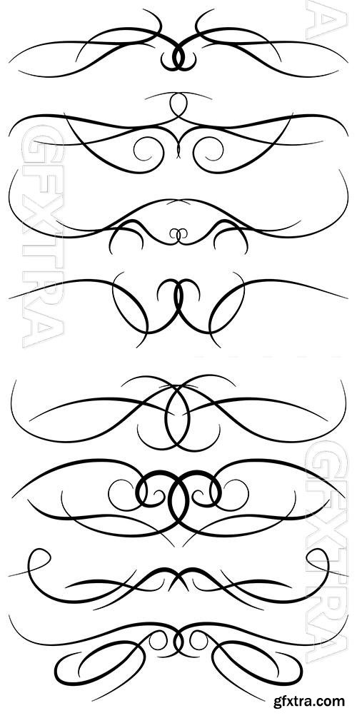 Vintage decorative curls swirls, borders, drawing vector elements