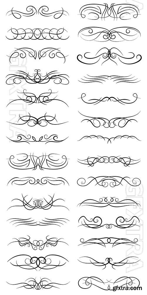 Vector set of vintage decorative curls swirls monograms, borders, drawing elements