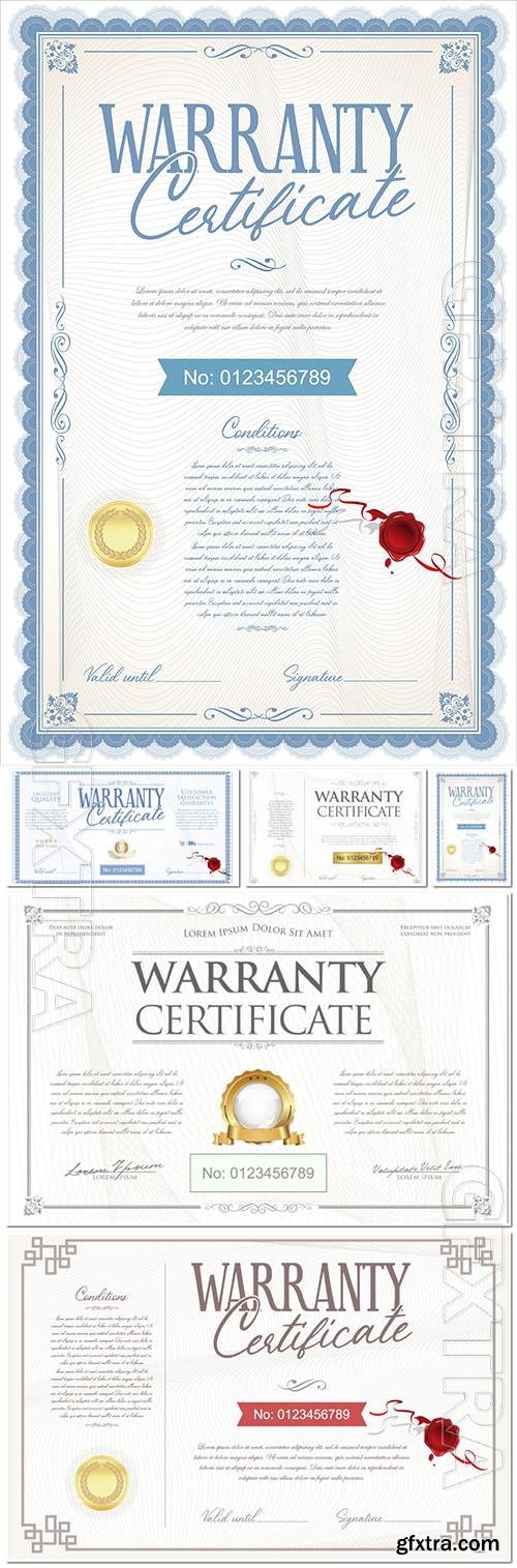 Vector warranty certificate retro vintage design vector illustration