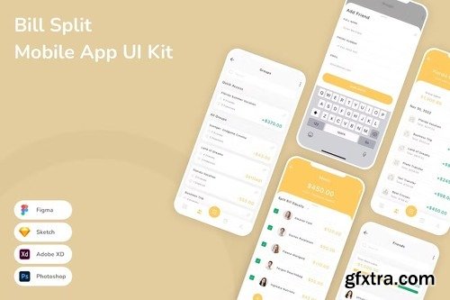 Bill Split Mobile App UI Kit AD567WN